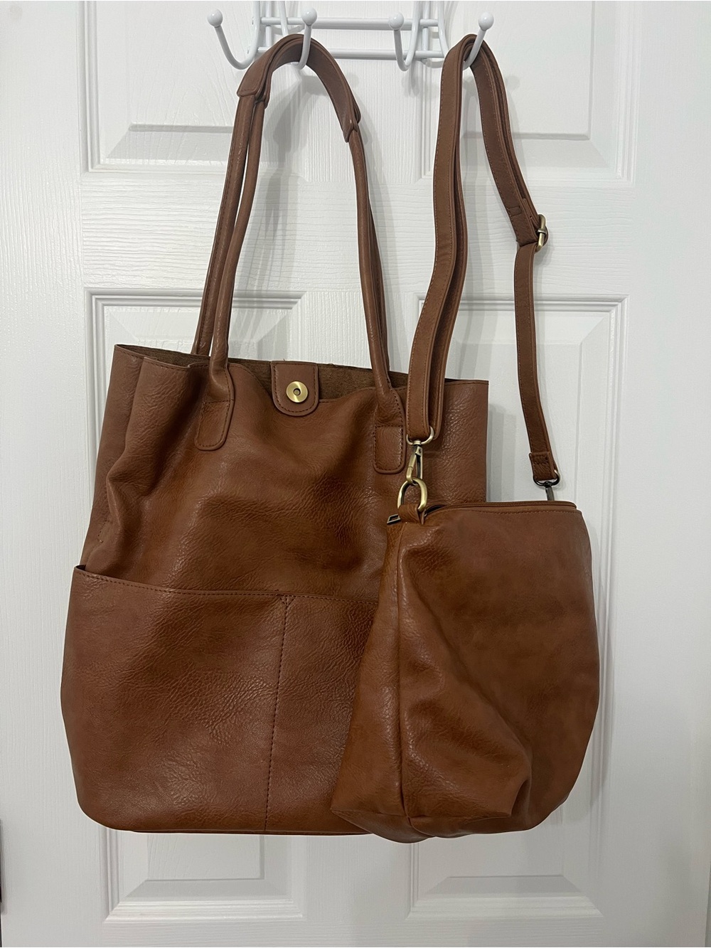 Joy Susan Leather Gandbag and Crossbody Set in Brown